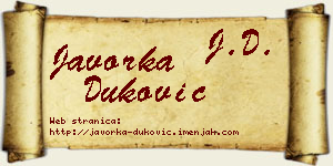 Javorka Duković vizit kartica